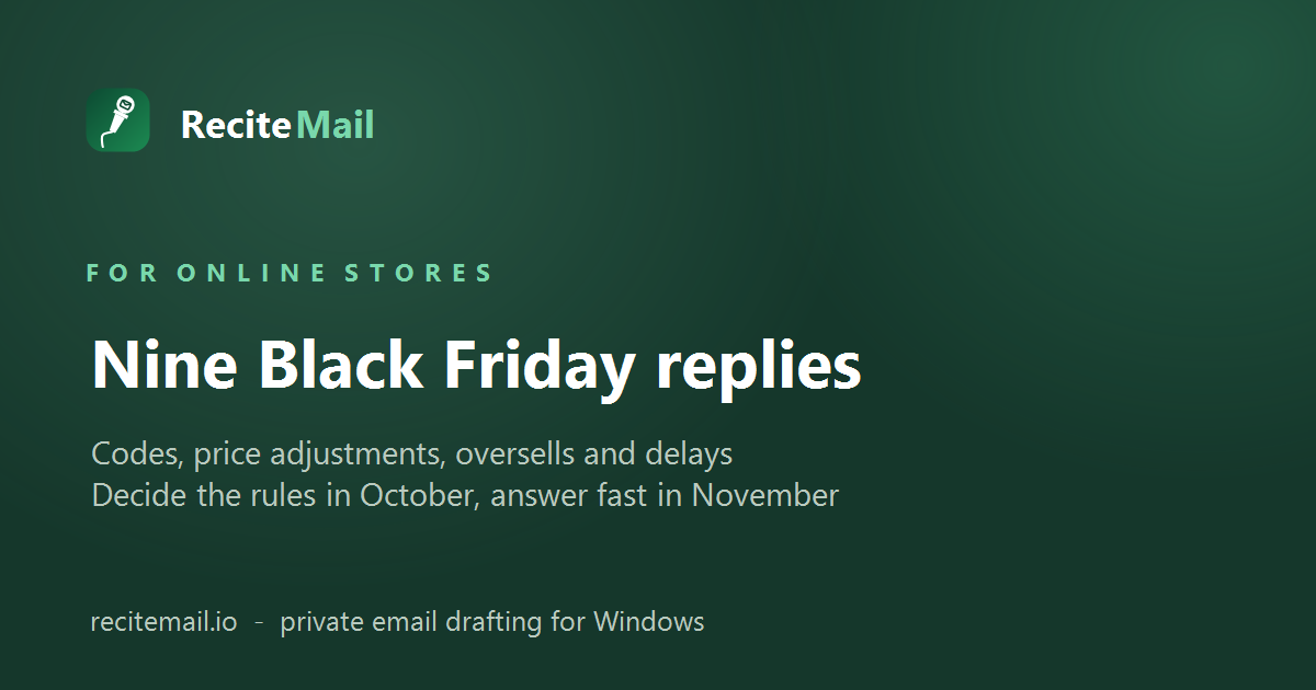 Black Friday customer service email templates for online stores