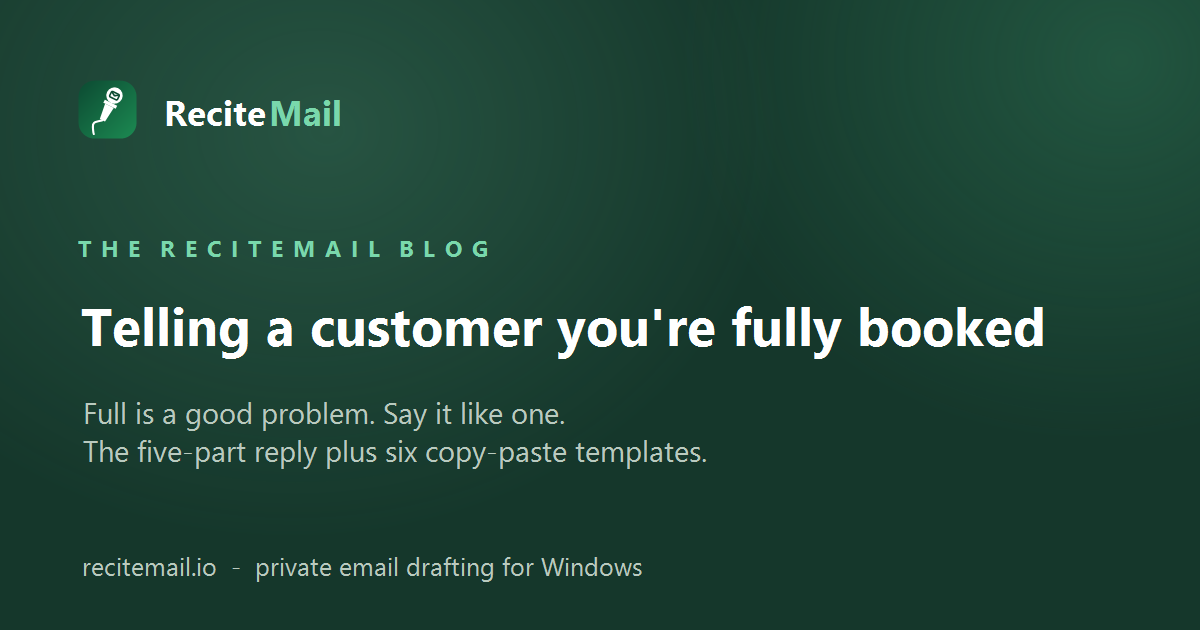 Fully booked email to customer