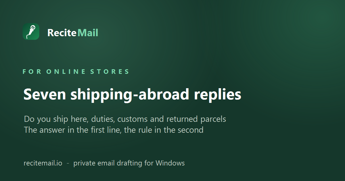 International shipping email templates for online stores