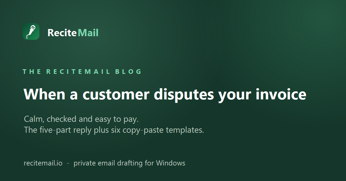 Invoice dispute email to customer