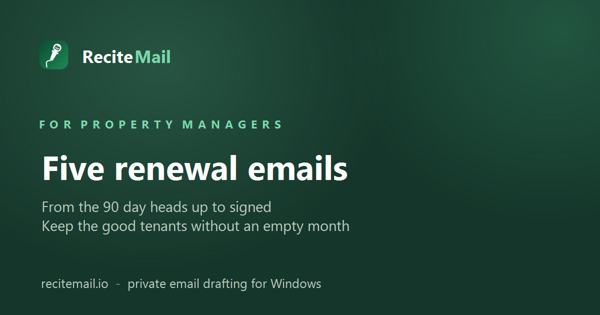 Lease renewal email to a tenant: five templates from first notice to signed