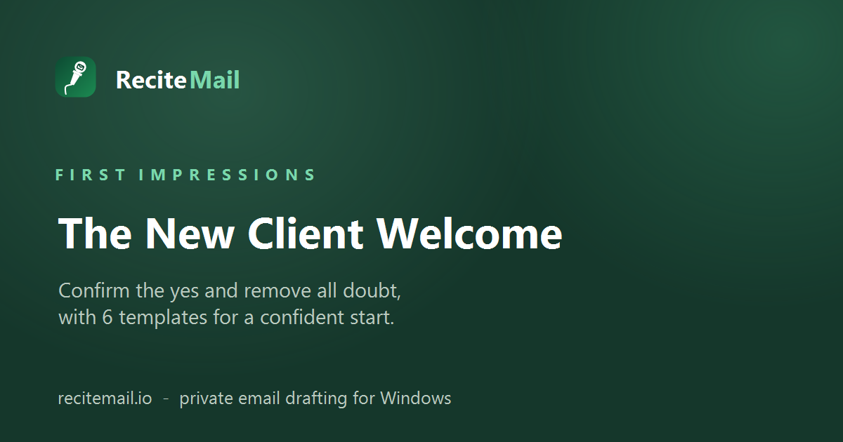 The new client welcome email