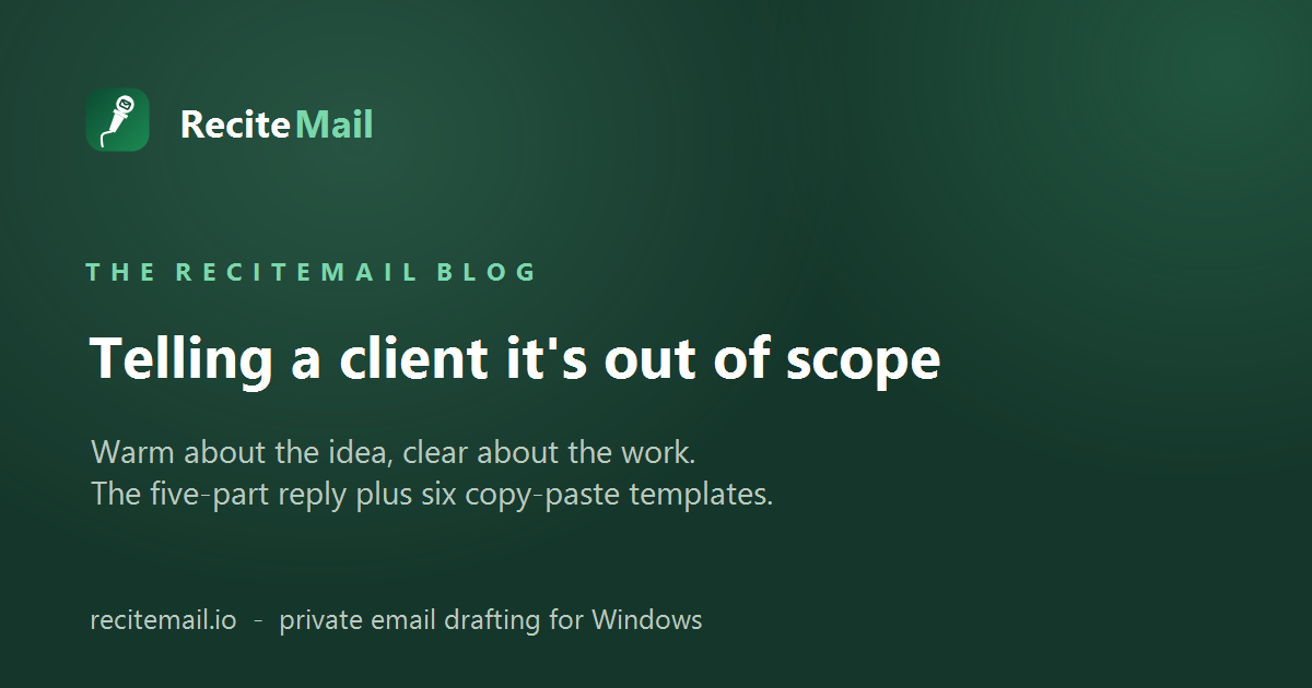 Out of scope email to client