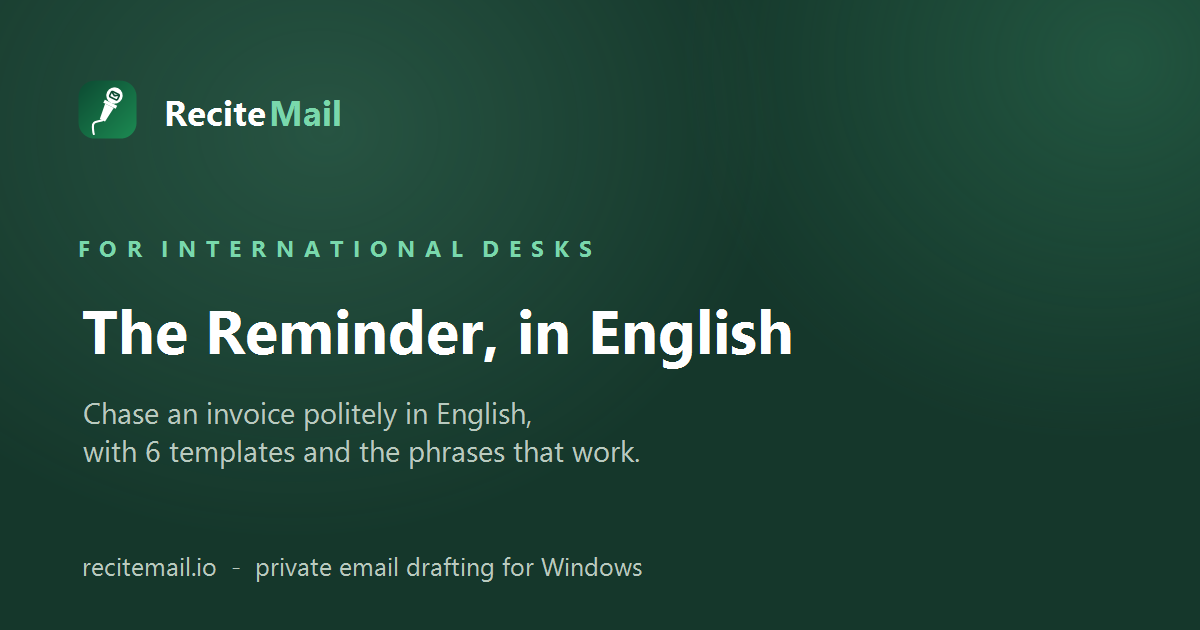 The payment reminder in English