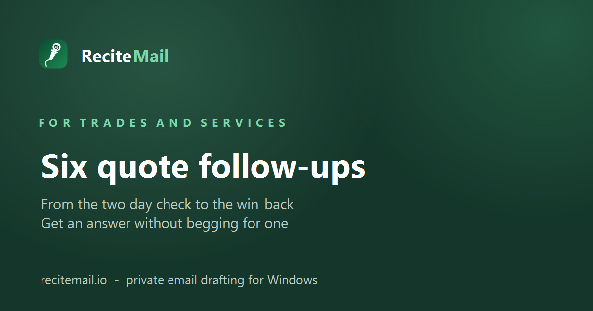 Quote follow-up email templates for trades and service businesses